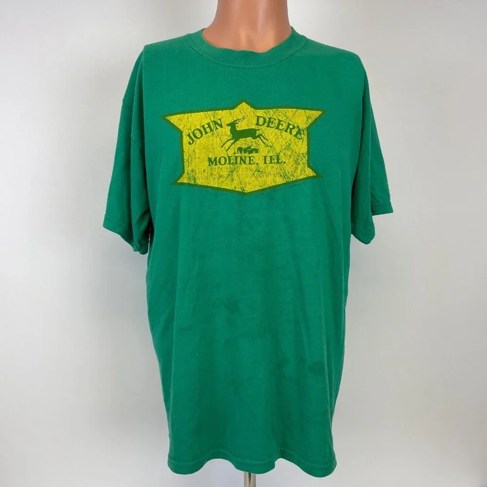 Vintage 90s John Deere T Shirt Mens Size Large Green Moline Illinois - Picture 2 of 5
